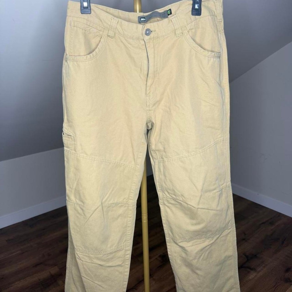 REI Co-op Tan Canvas Carpenter Utility Pants 34x32 Workwear Hiking